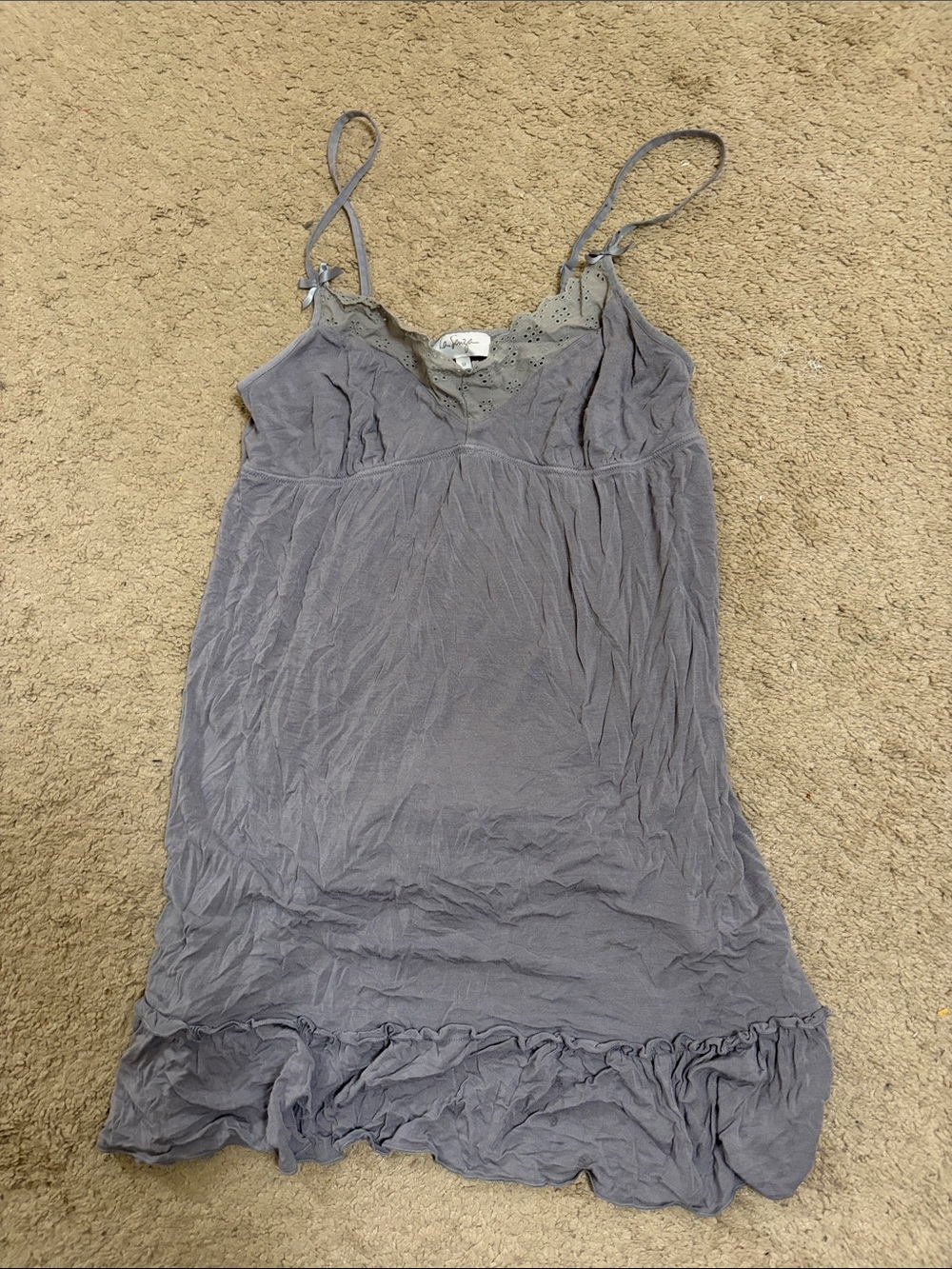 La SENZA Gray Lace-Trim Chemise Slip